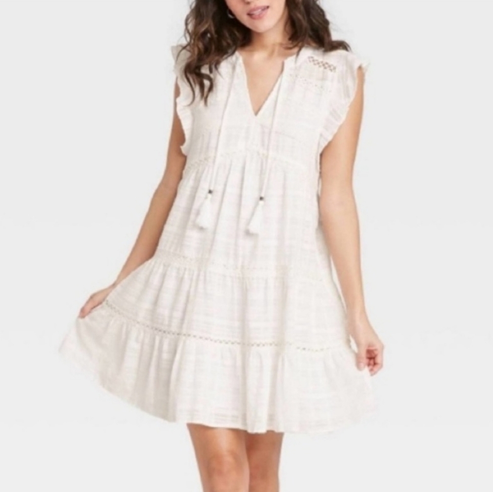 White Ruffle Dress, Chic White Dress, Sonoma Dress, Large Dress